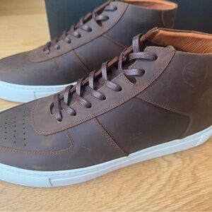 Beckett Simonon Dark Brown Leather Garcia High Top Dress Sneakers